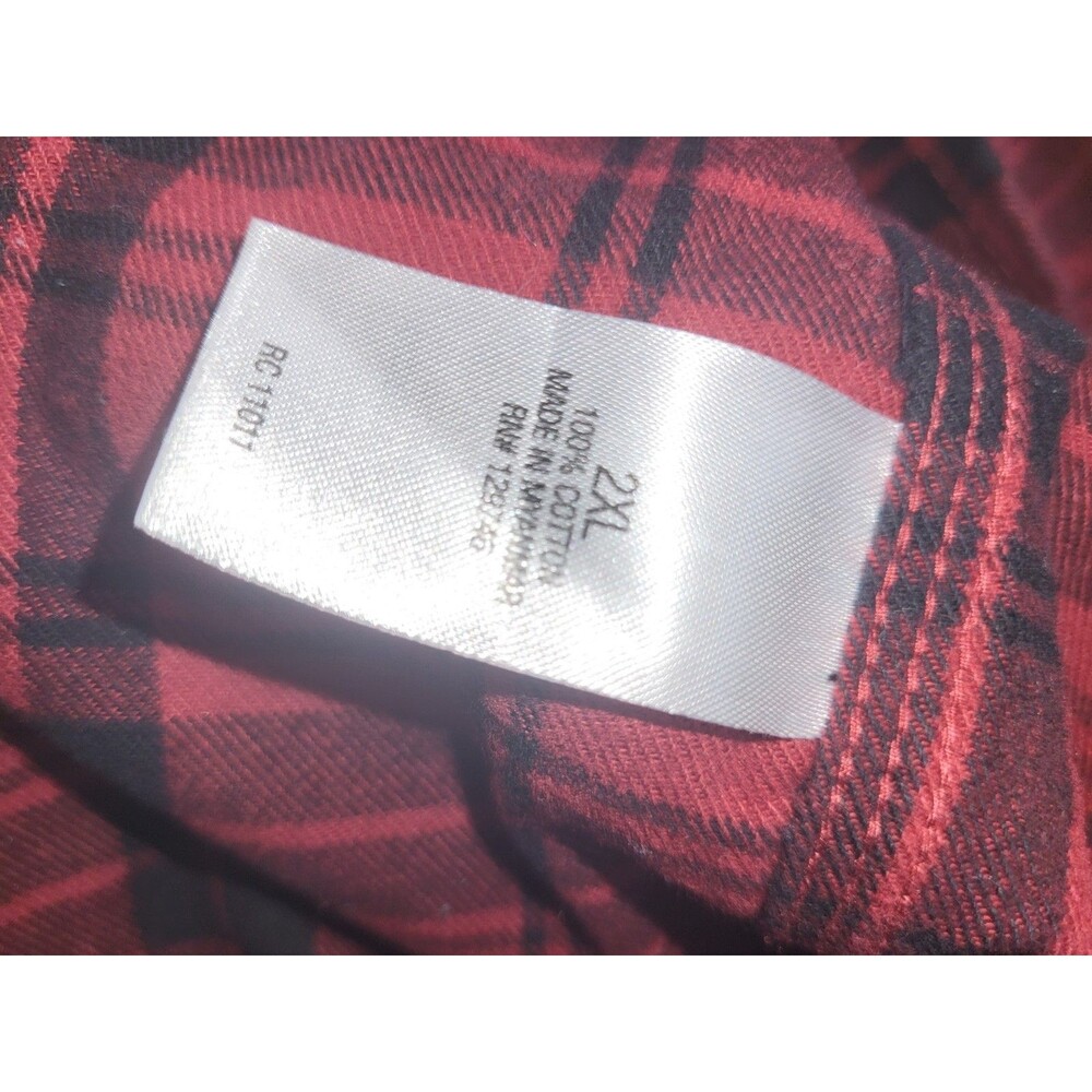 Ridgecut Toughwear Men's 2XL Heavyweight Plaid Flannel Shirt Red Black Workwear - Picture 8 of 9
